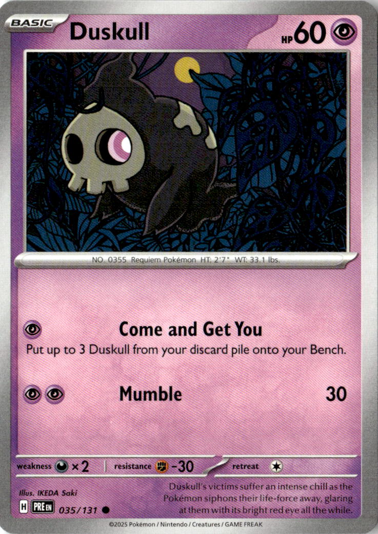 Front of Duskull 035/131 from Prismatic Evolutions