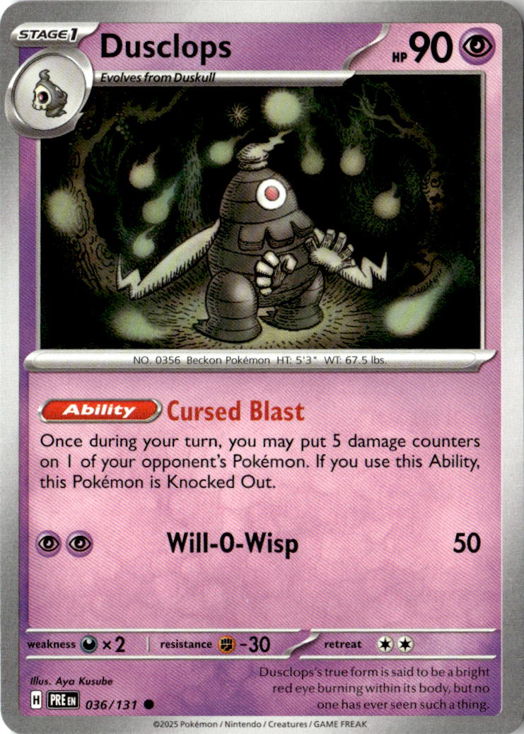 Front of Dusclops 036/131 from Prismatic Evolutions