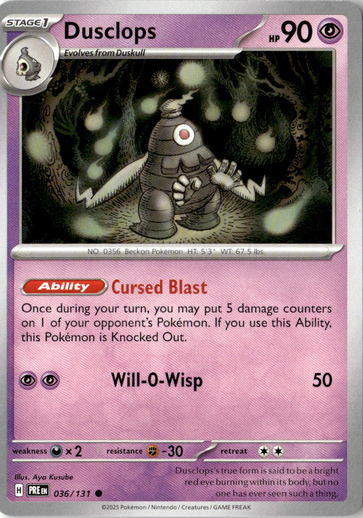 Front of Dusclops 036/131 from Prismatic Evolutions