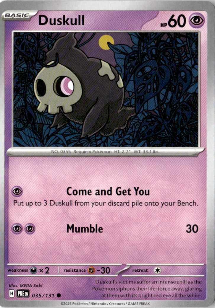 Front of Duskull 035/131 from Prismatic Evolutions