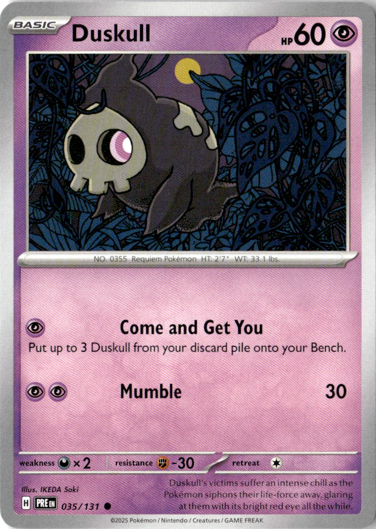 Front of Duskull 035/131 from Prismatic Evolutions