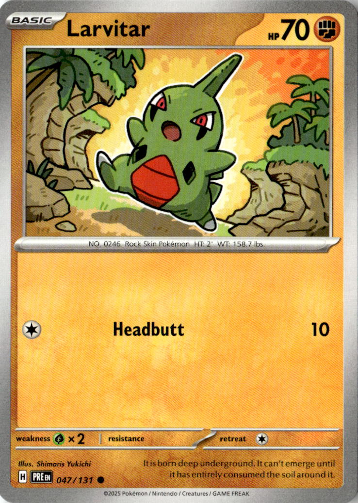 Front of Larvitar 047/131 from Prismatic Evolutions