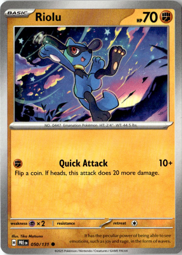 Front of Riolu 050/131 from Prismatic Evolutions