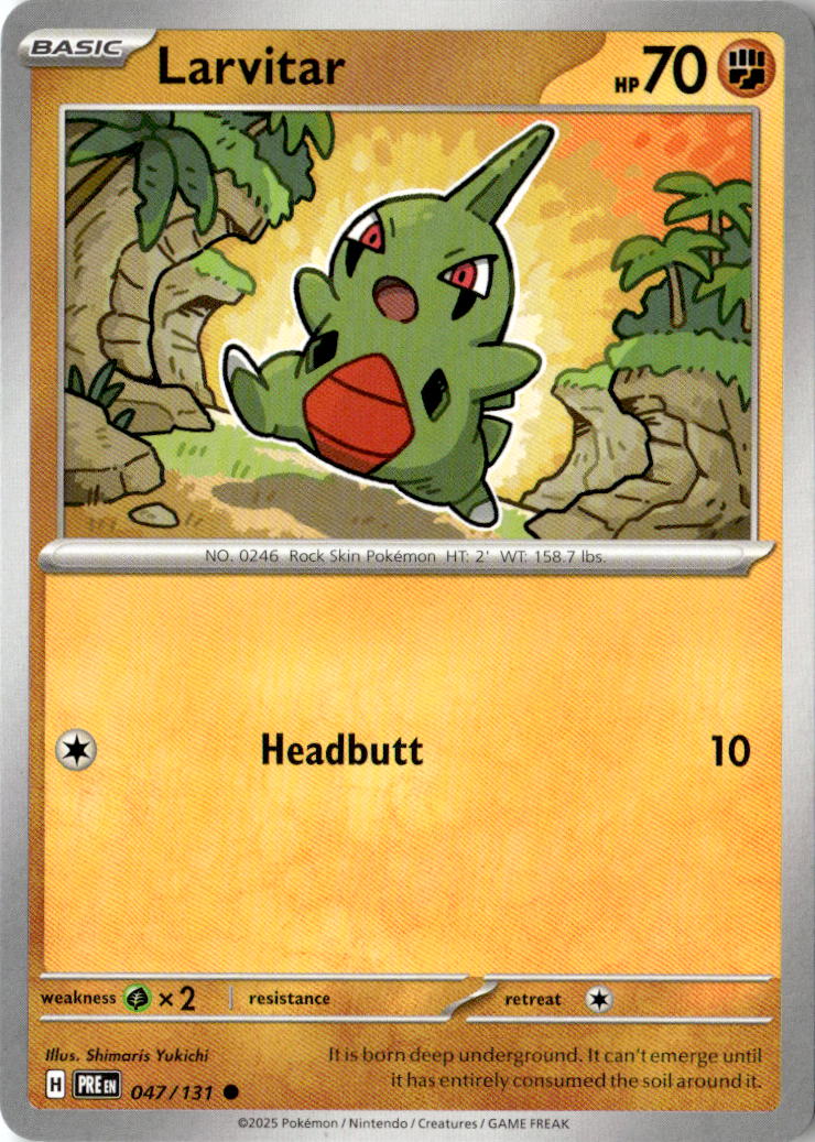 Front of Larvitar 047/131 from Prismatic Evolutions