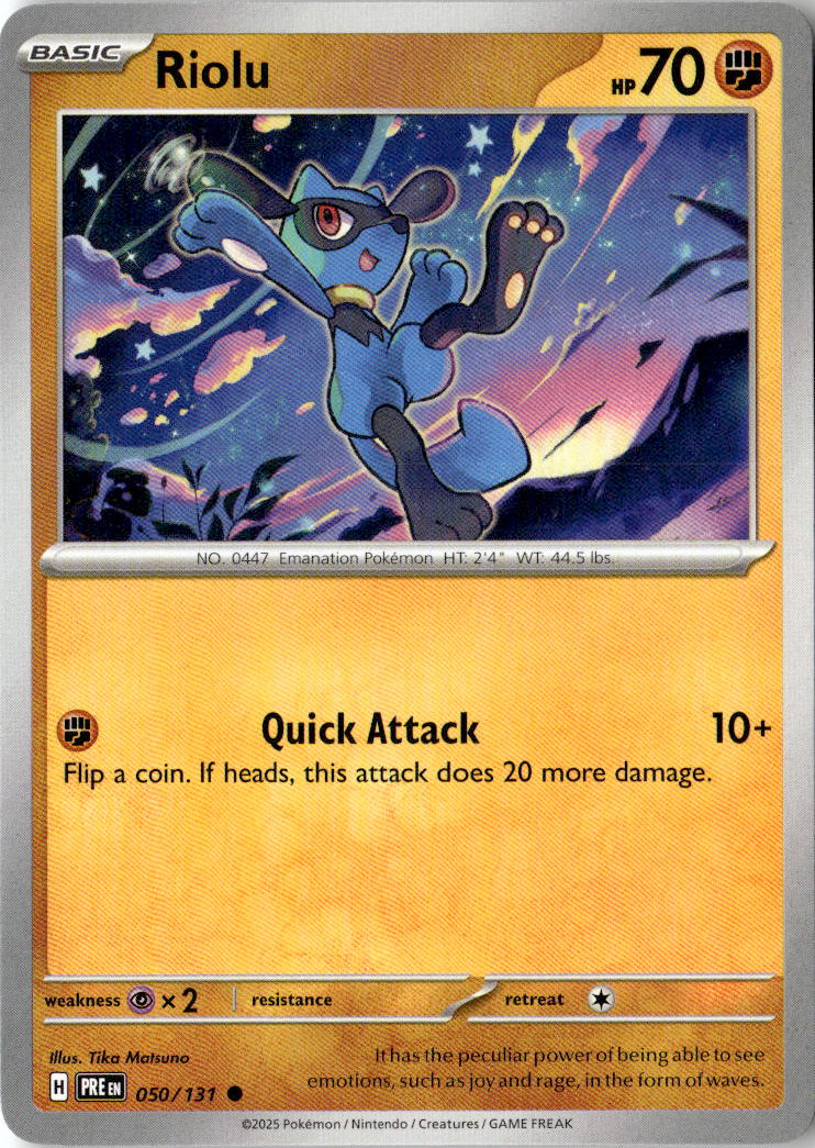 Front of Riolu 050/131 from Prismatic Evolutions