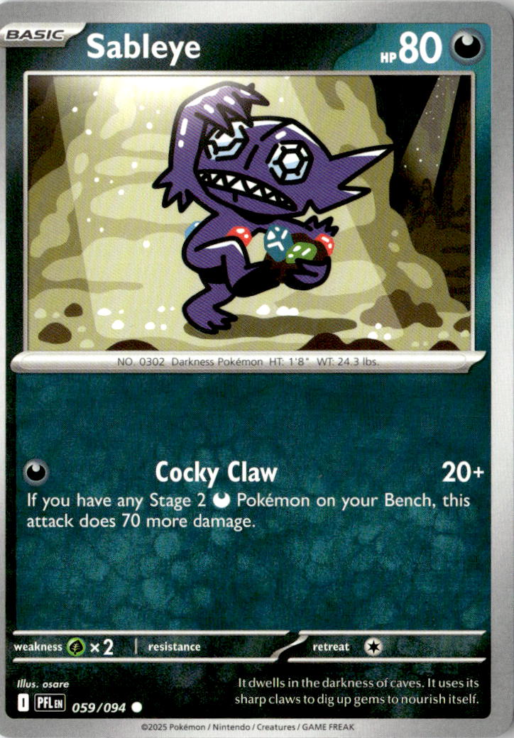 Front of Sableye 059/094 from Phantasmal Flames