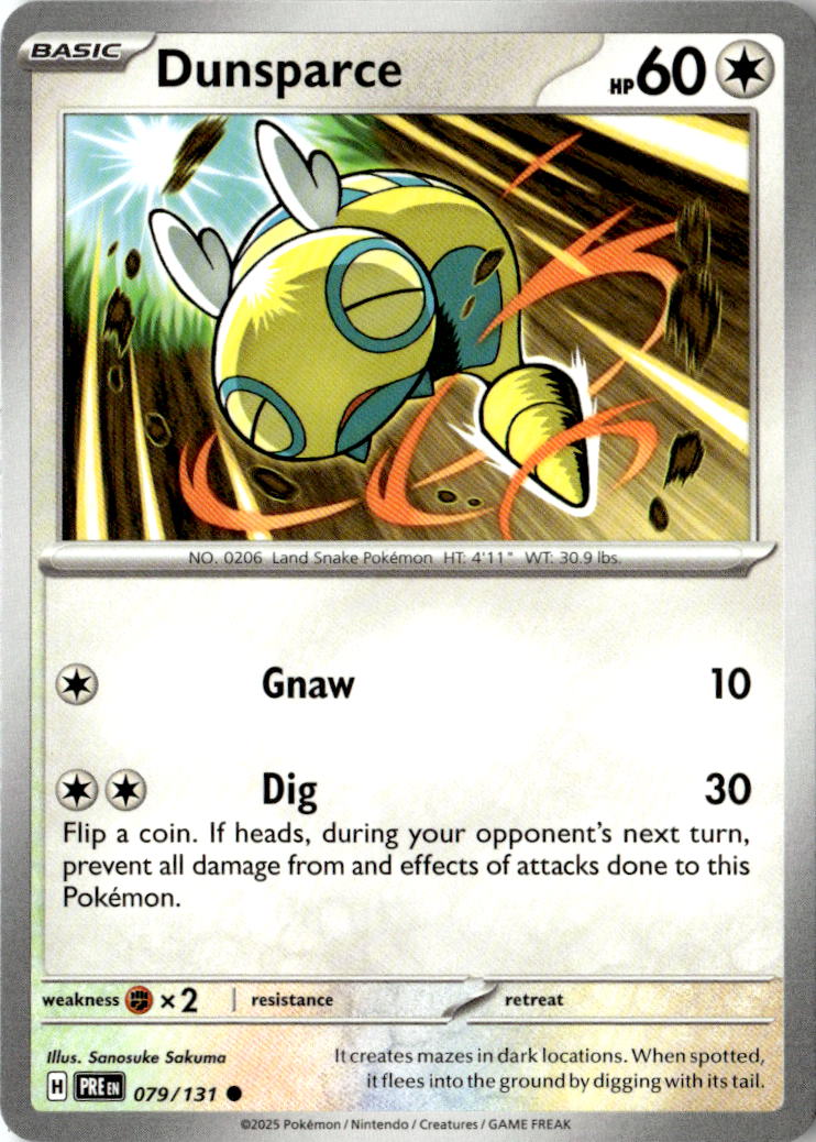 Front of Dunsparce 079/131 from Prismatic Evolutions