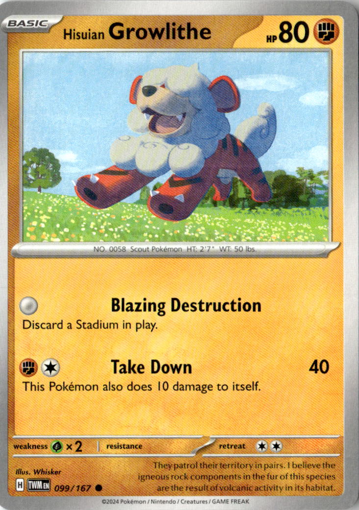 Front of Hisuian Growlithe 099/167 from Twilight Masquerade
