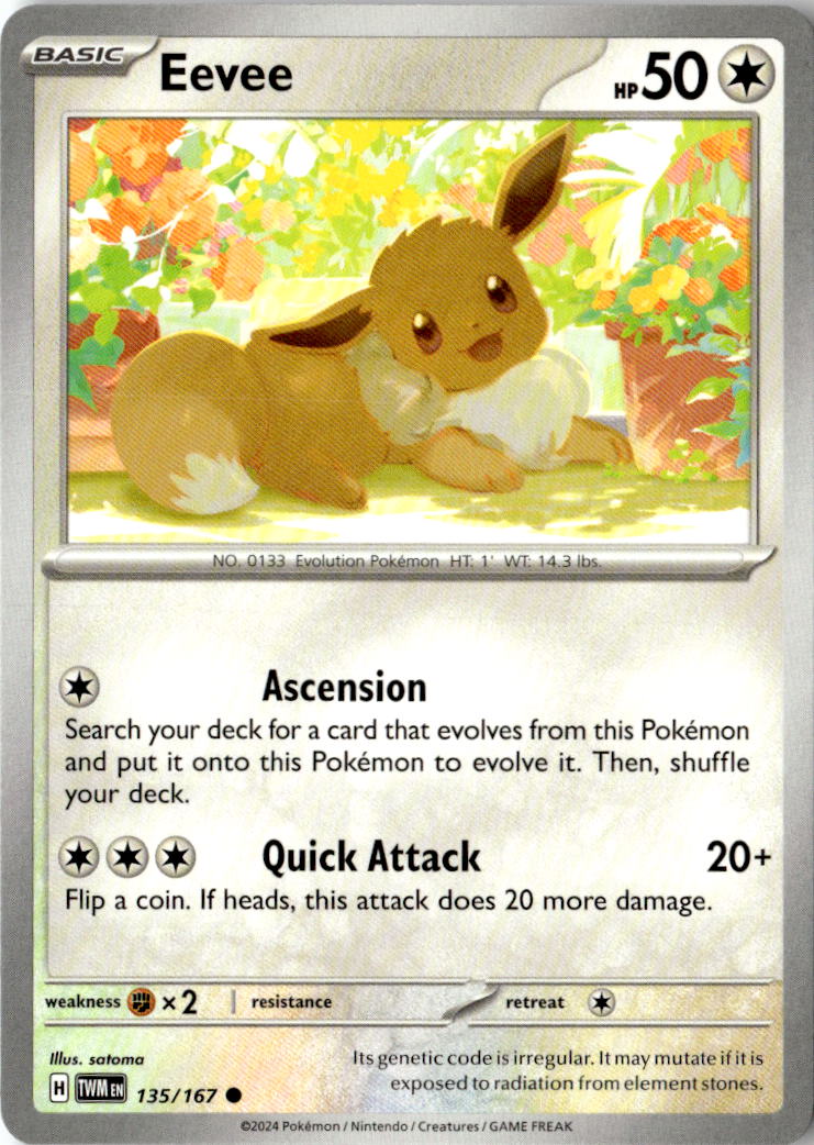 Front of Eevee 135/167 from Twilight Masquerade