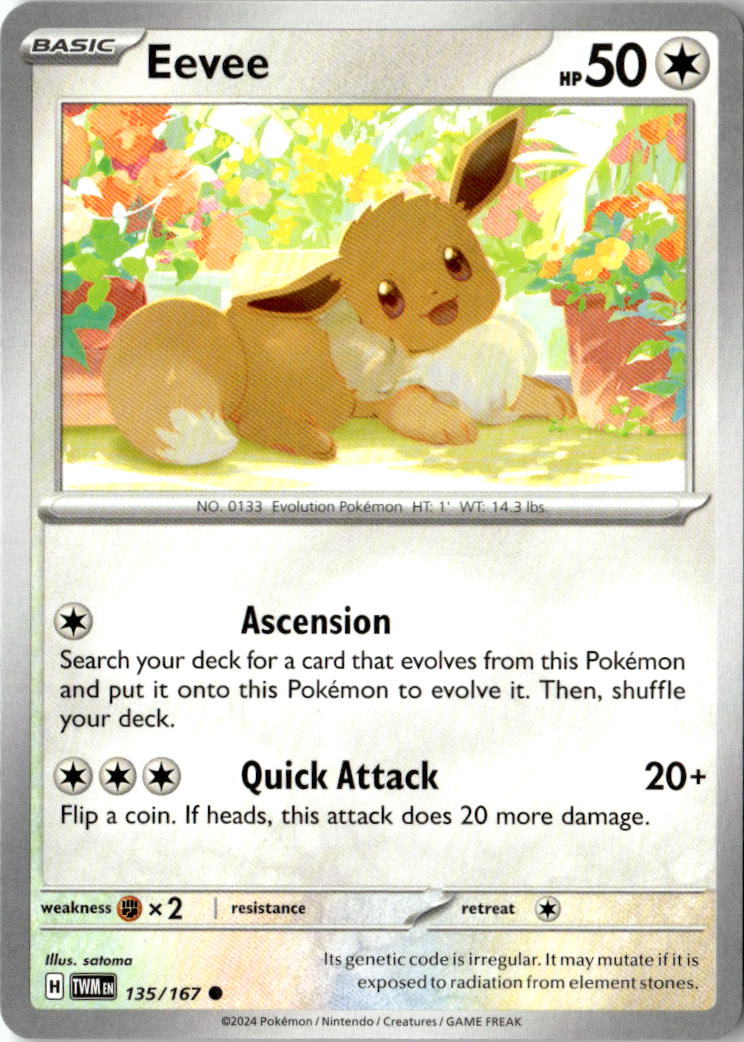 Front of Eevee 135/167 from Twilight Masquerade