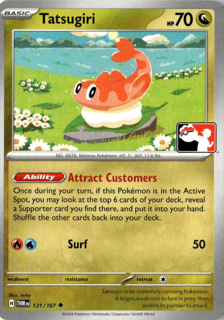 Front of Tatsugiri 131/167 from Prize Pack Series Cards