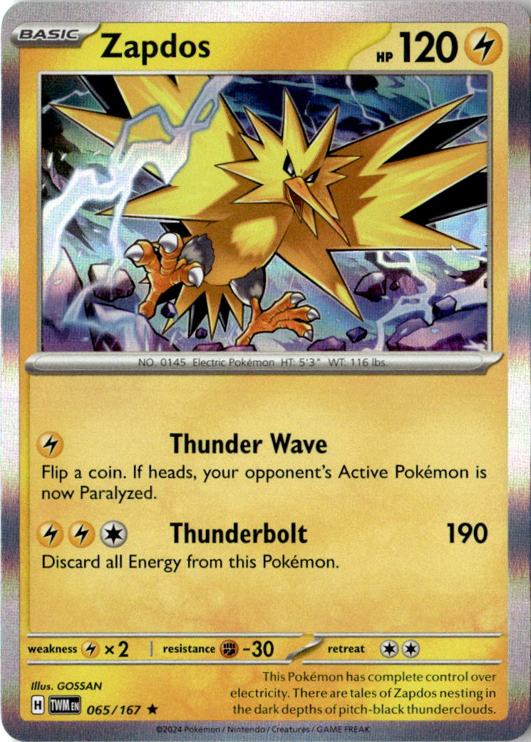Front of Zapdos 065/167 from Twilight Masquerade