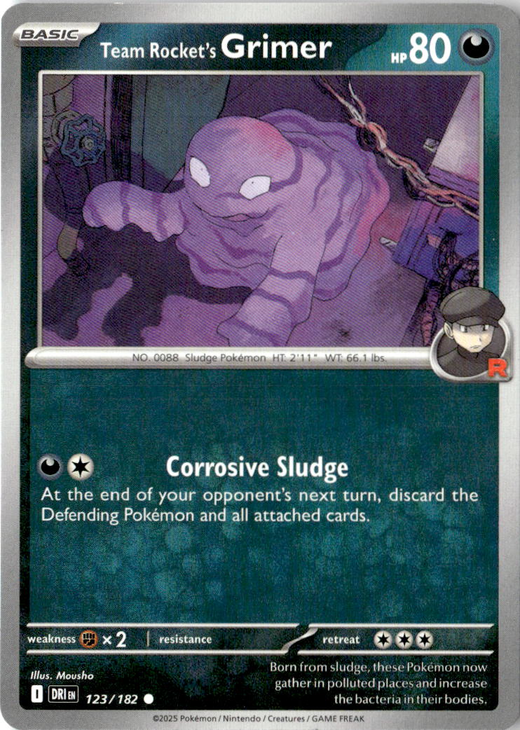 Front of Team Rocket's Grimer 123/182 from Destined Rivals