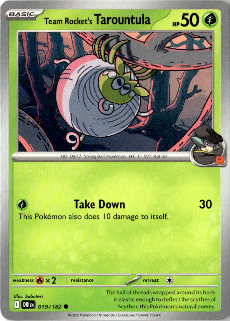Front of Team Rocket's Tarountula 019/182 from Destined Rivals