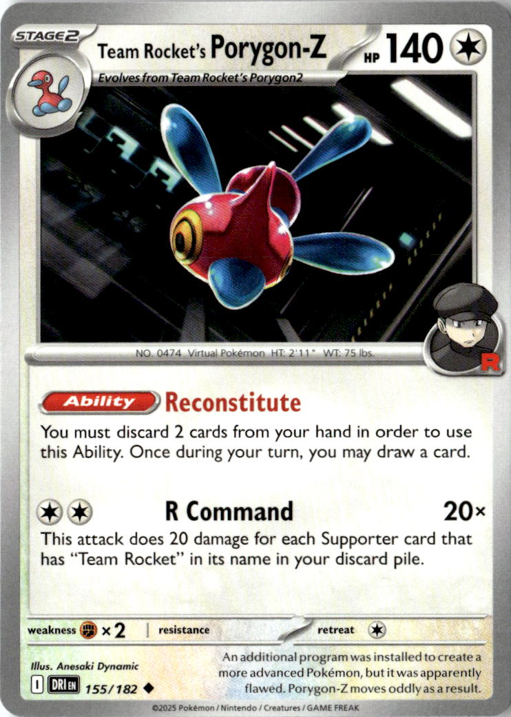 Front of Team Rocket's Porygon-Z 155/182 from Destined Rivals