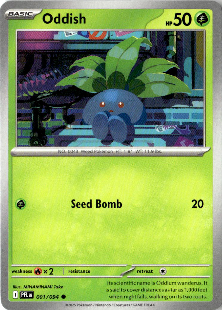 Front of Oddish 001/094 from Phantasmal Flames