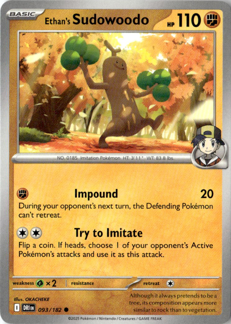 Front of Ethan's Sudowoodo 093/182 from Destined Rivals