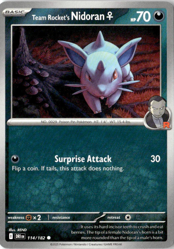 Front of Team Rocket's Nidoran F 114/182 from Destined Rivals