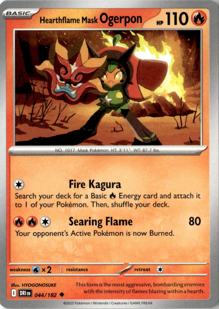 Front of Hearthflame Mask Ogerpon 044/182 from Destined Rivals