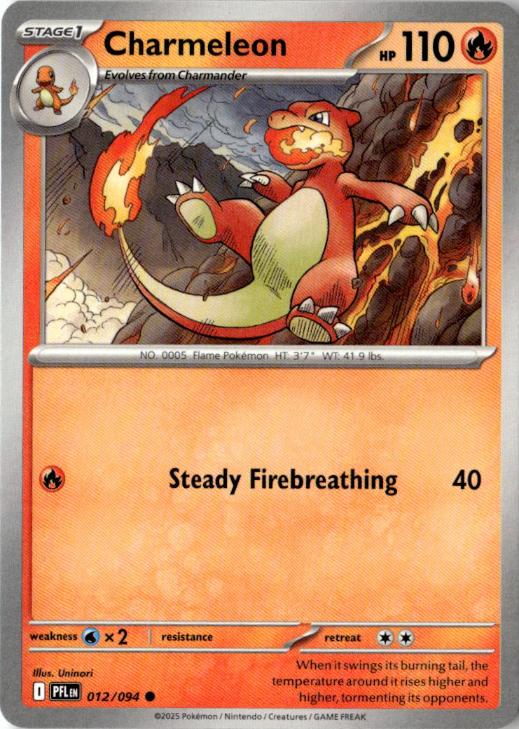 Front of Charmeleon 012/094 from Phantasmal Flames