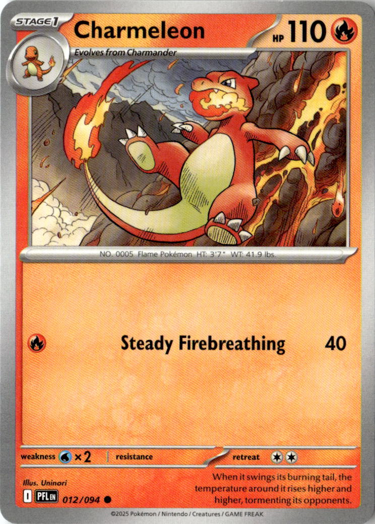 Front of Charmeleon 012/094 from Phantasmal Flames