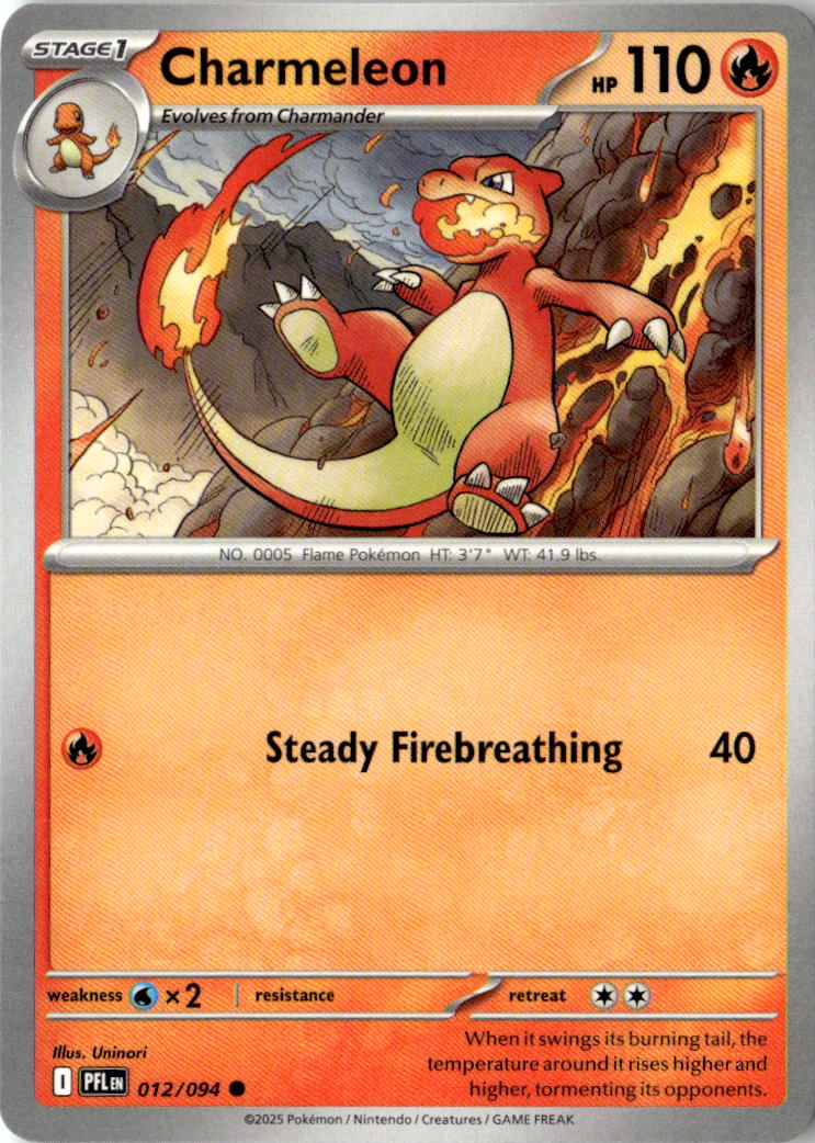 Front of Charmeleon 012/094 from Phantasmal Flames