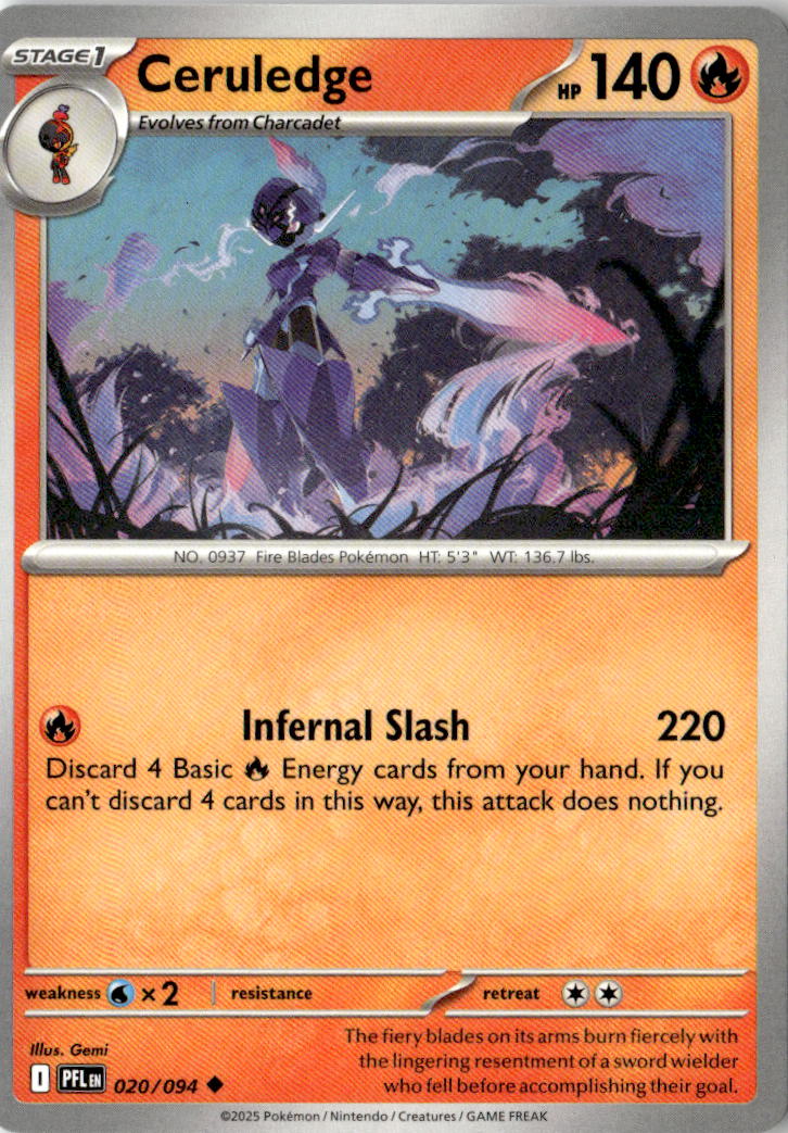 Front of Ceruledge 020/094 from Phantasmal Flames
