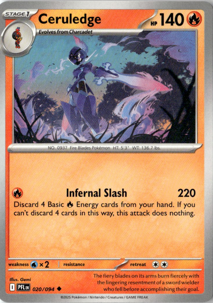 Front of Ceruledge 020/094 from Phantasmal Flames