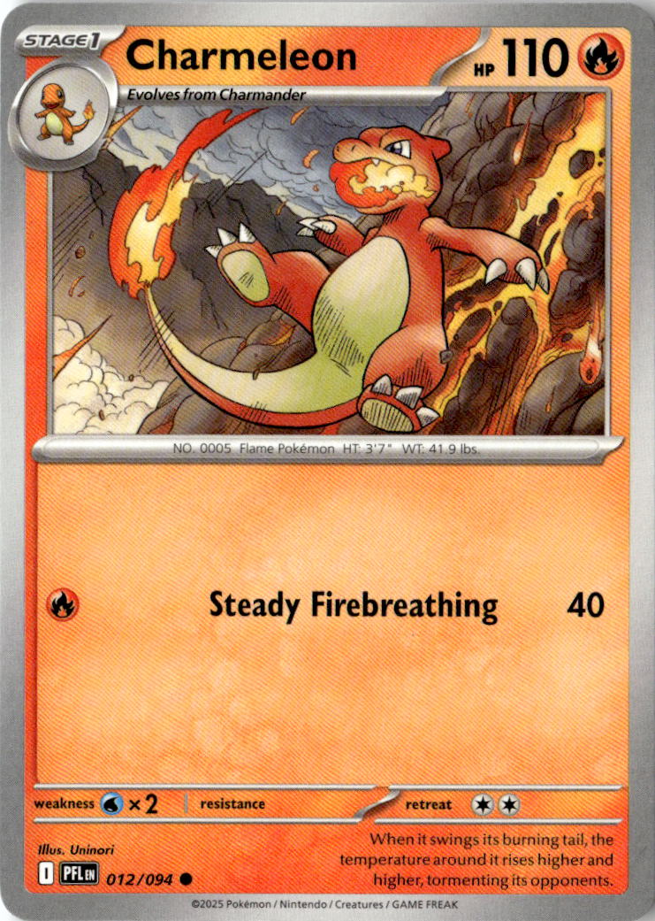 Front of Charmeleon 012/094 from Phantasmal Flames