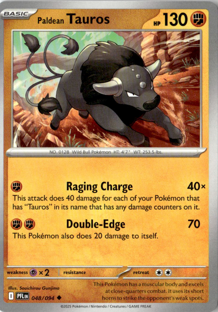 Front of Paldean Tauros 048/094 from Phantasmal Flames