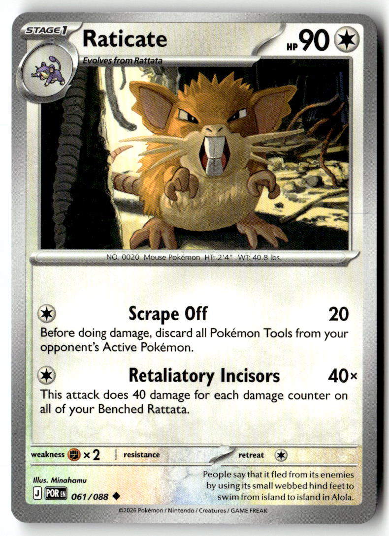 Front of Raticate 061/088 from Perfect Order