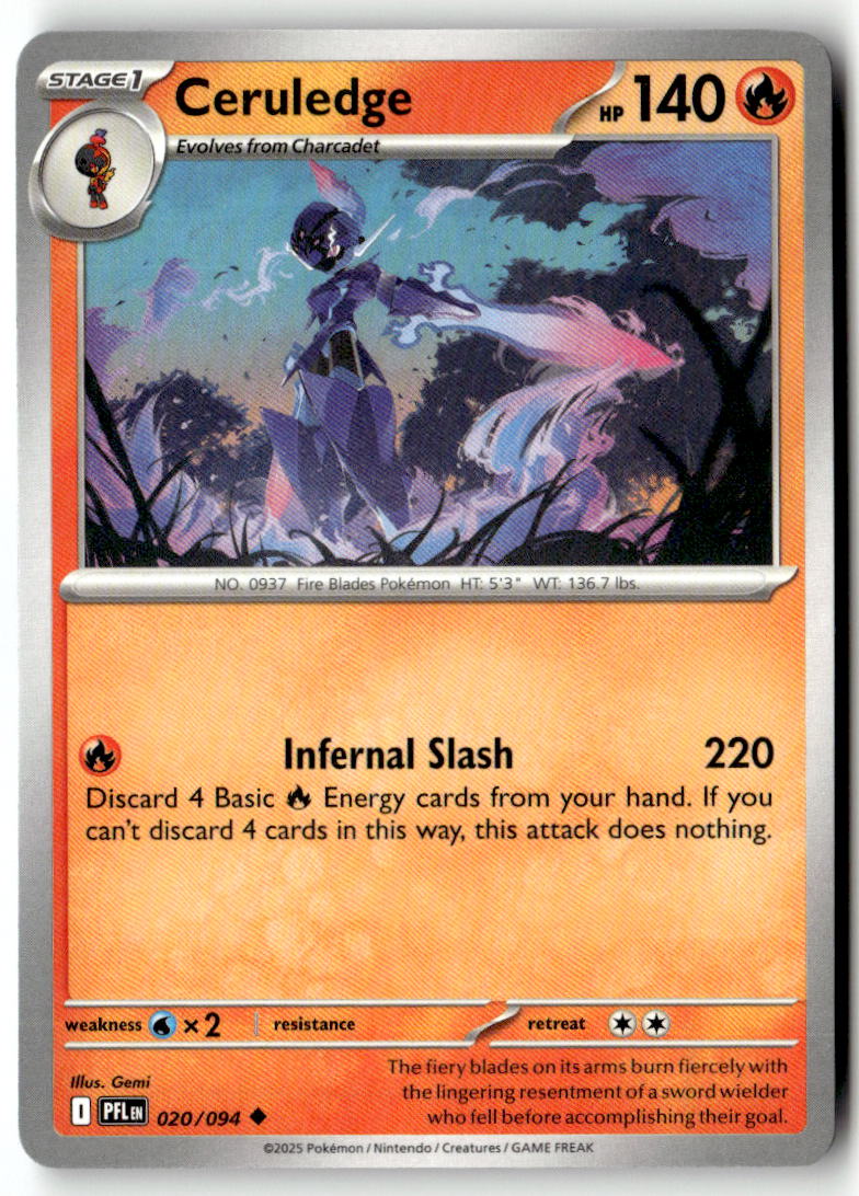 Front of Ceruledge 020/094 from Phantasmal Flames