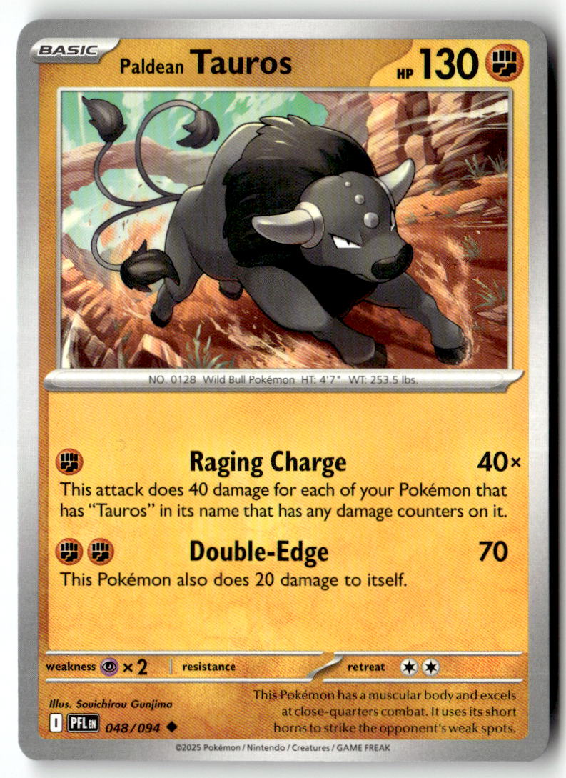 Front of Paldean Tauros 048/094 from Phantasmal Flames