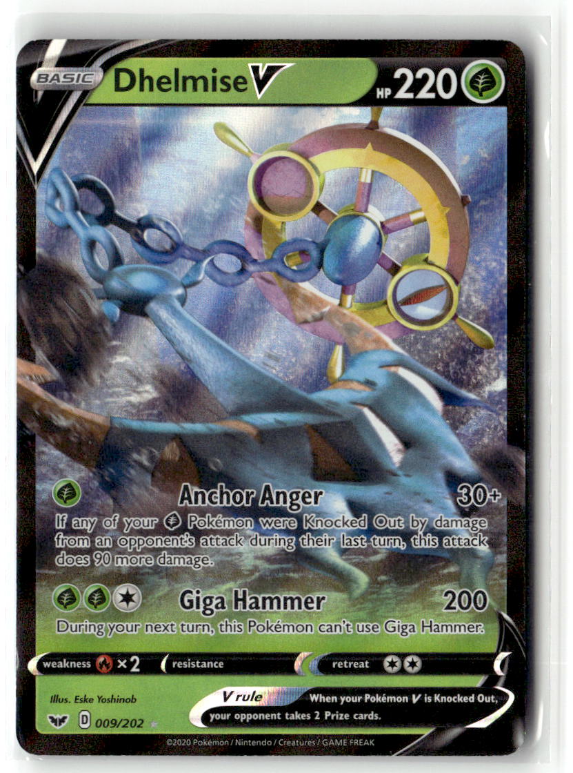 Front of Dhelmise V 009/202 from Sword & Shield Base Set