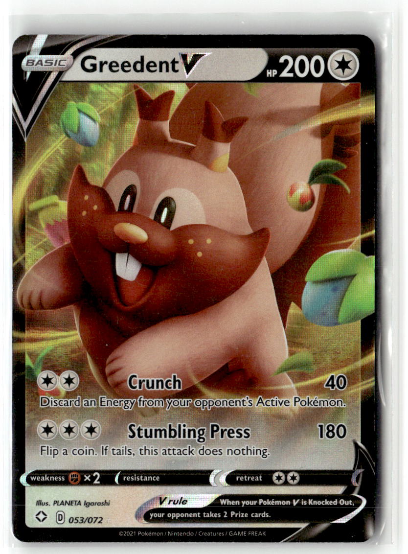 Front of Greedent V 053/072 from Shining Fates