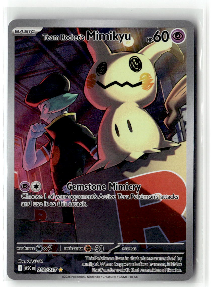 Front of Team Rocket's Mimikyu 238/217 from Ascended Heroes