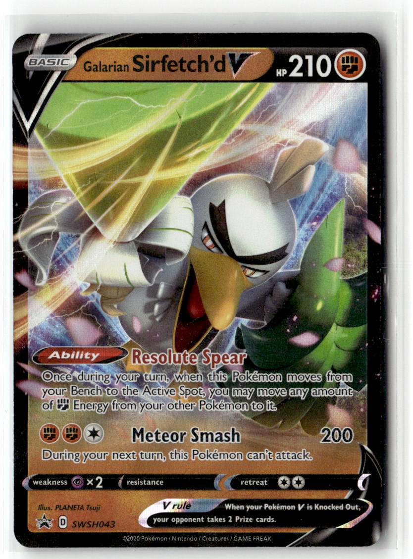 Front of Galarian Sirfetch'd V SWSH043 from Sword & Shield Promo Cards