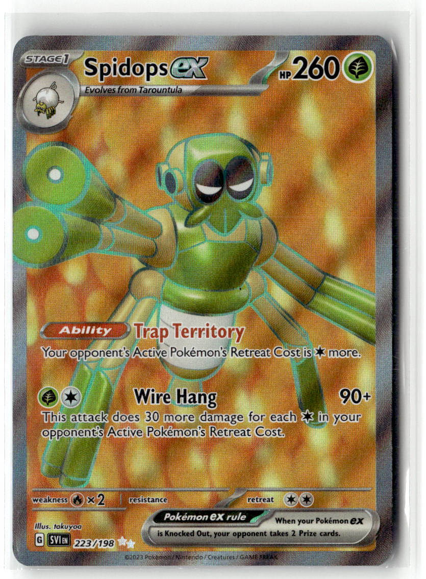 Front of Spidops ex 223/198 from Scarlet & Violet Base Set