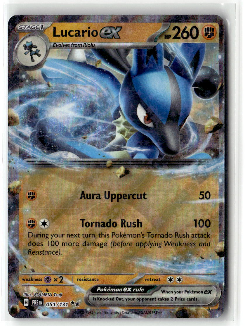 Front of Lucario ex 051/131 from Prismatic Evolutions