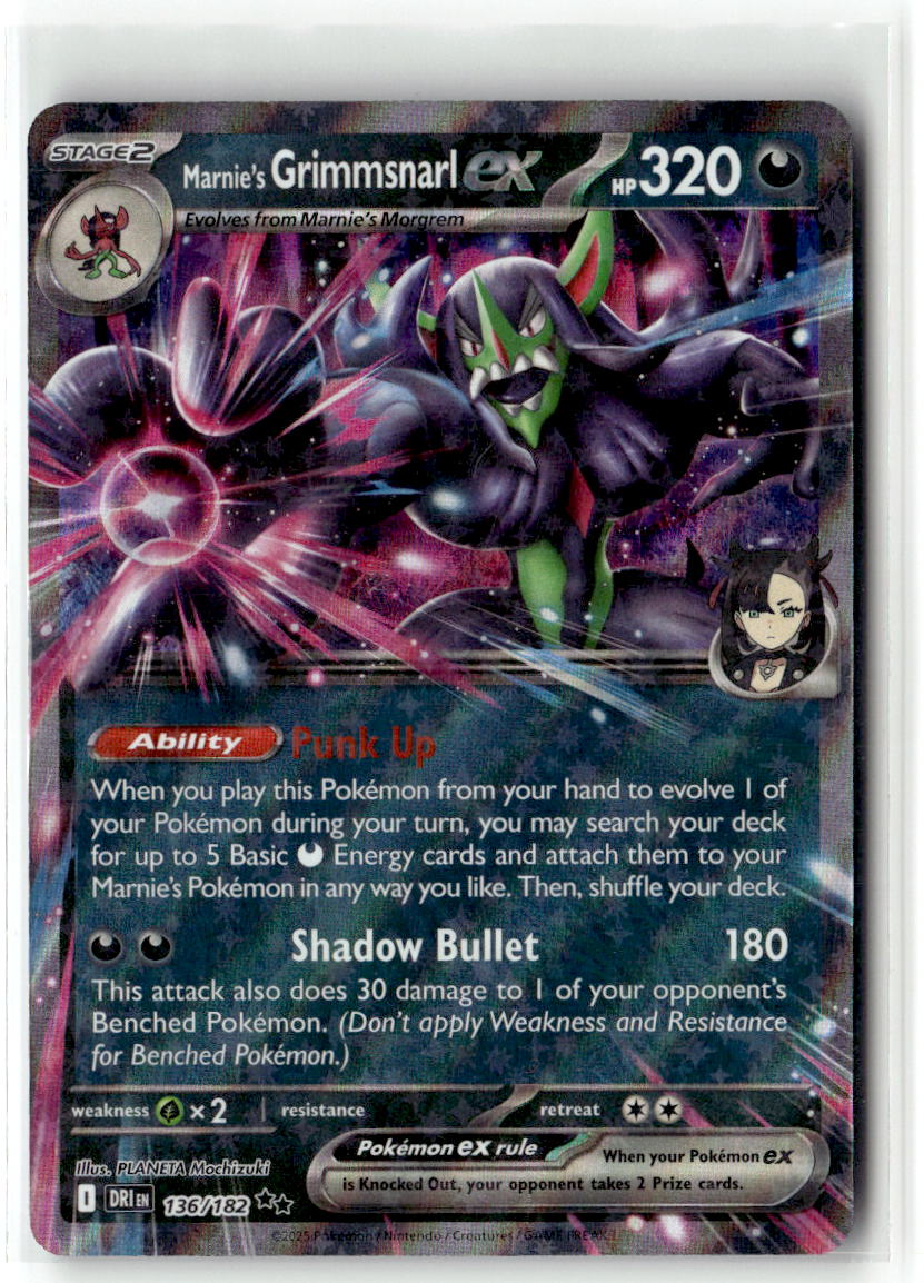 Front of Marnie's Grimmsnarl ex 136/182 from Destined Rivals