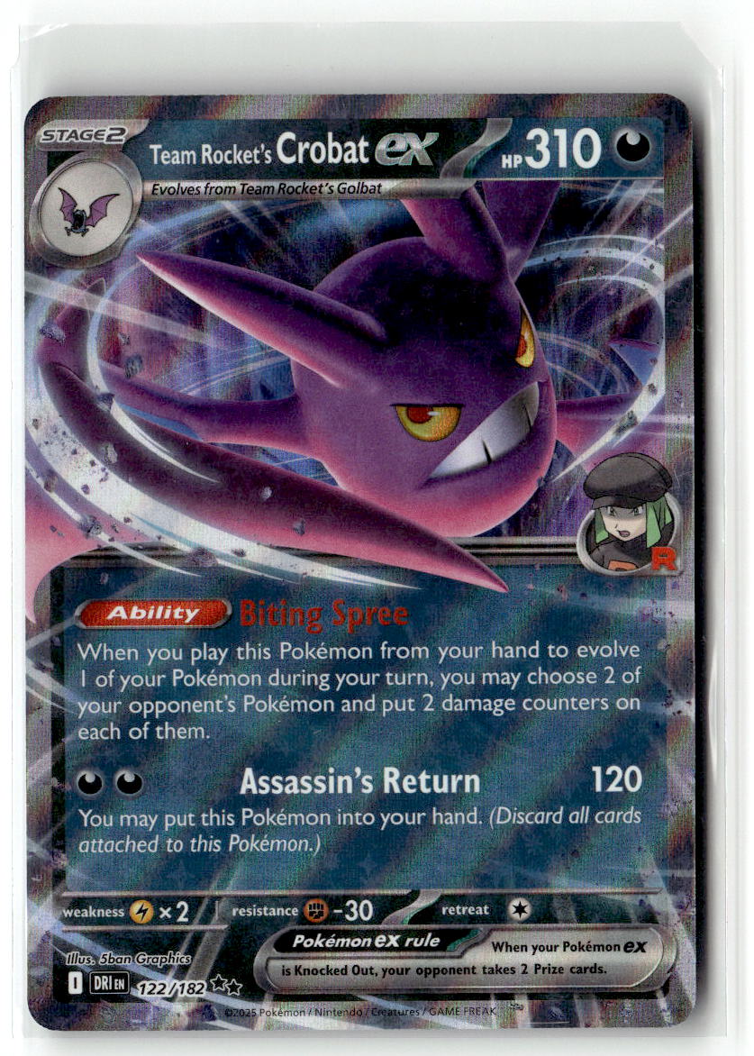Front of Team Rocket's Crobat ex 122/182 from Destined Rivals