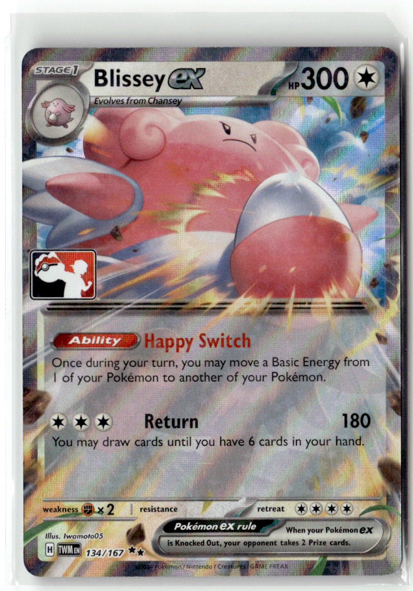 Front of Blissey ex 134/167 from Prize Pack Series Cards