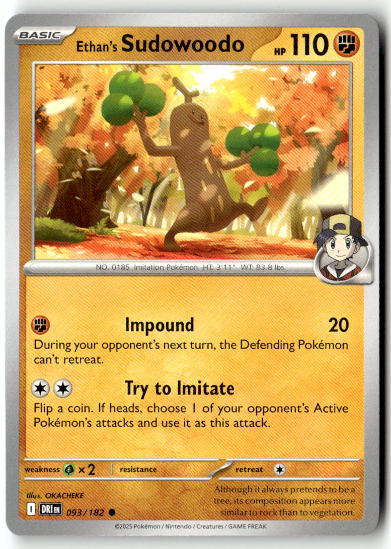 Front of Ethan's Sudowoodo 093/182 from Destined Rivals