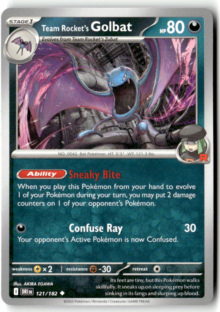 Front of Team Rocket's Golbat 121/182 from Destined Rivals