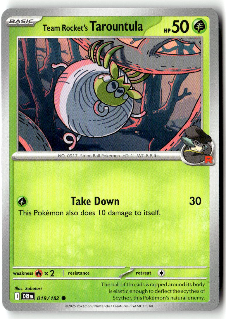 Front of Team Rocket's Tarountula 019/182 from Destined Rivals