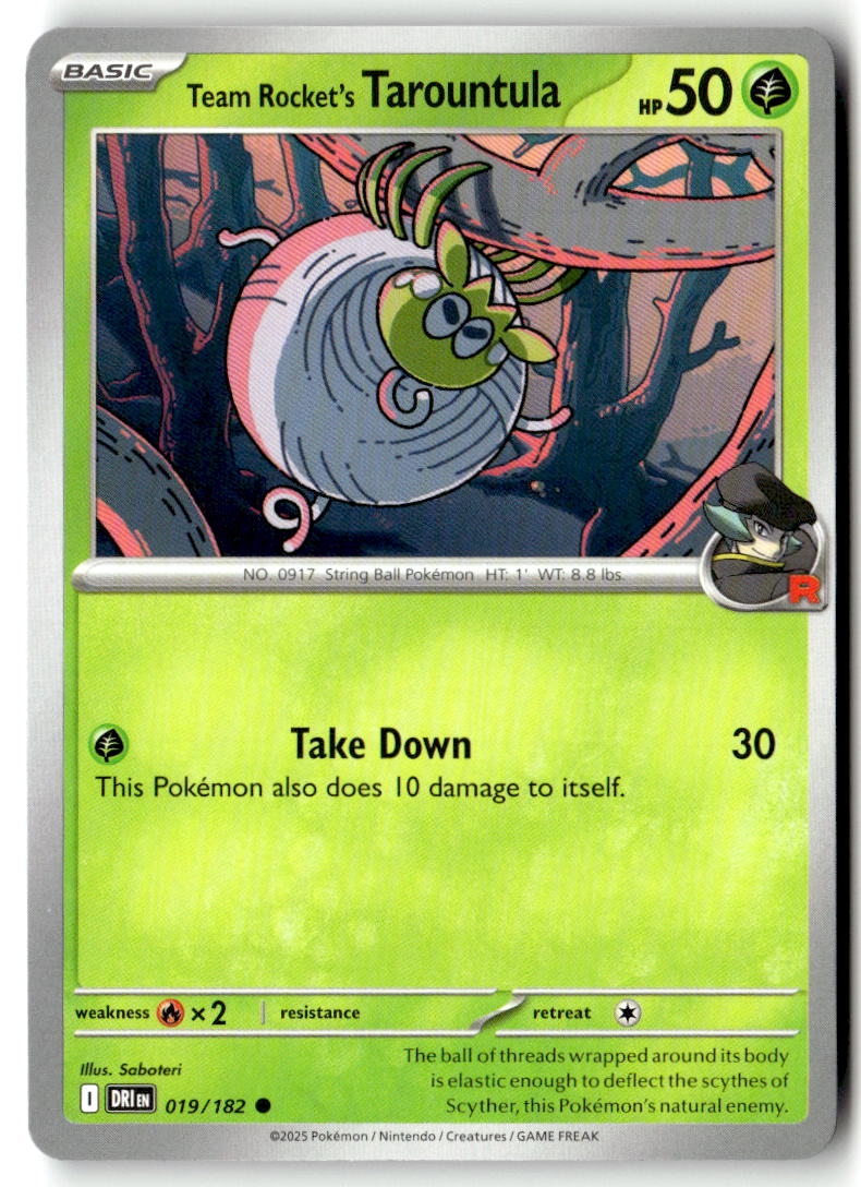 Front of Team Rocket's Tarountula 019/182 from Destined Rivals