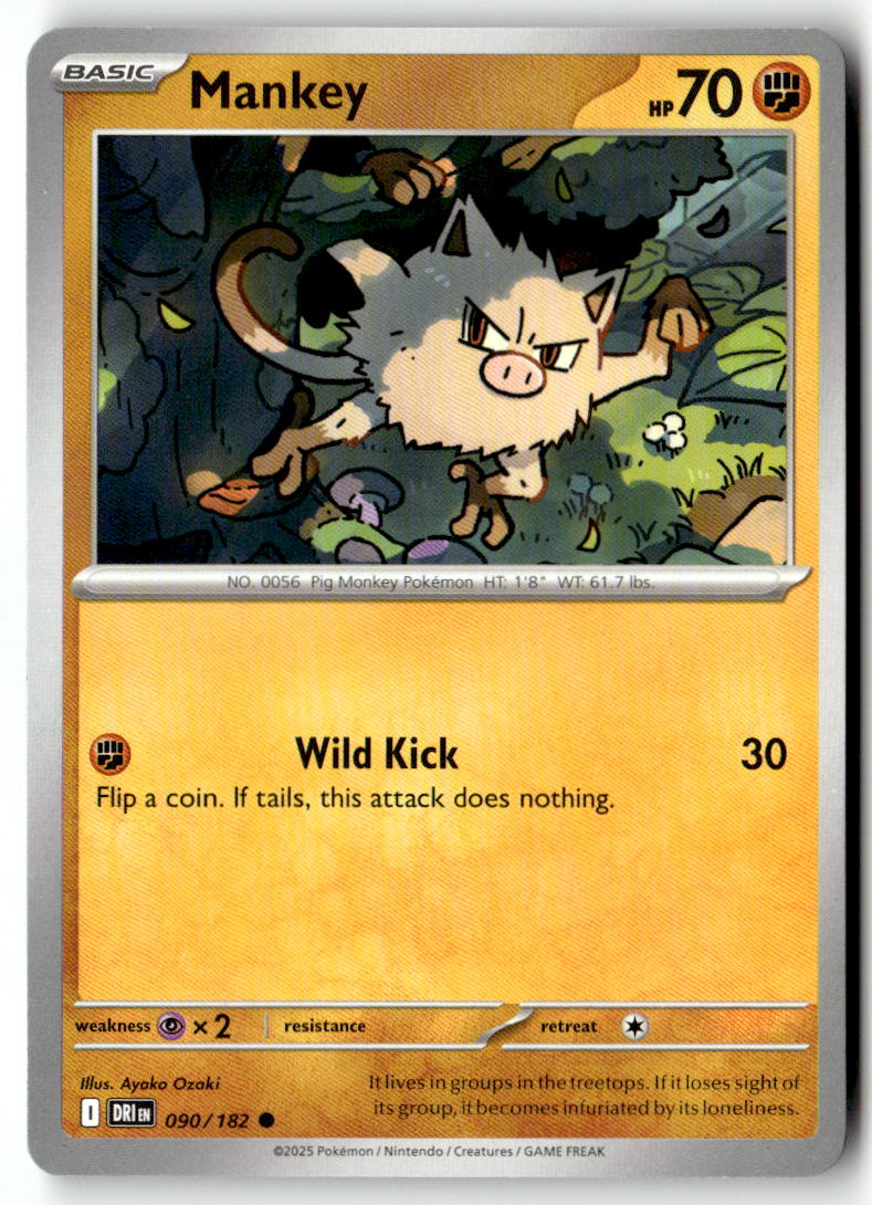 Front of Mankey 090/182 from Destined Rivals