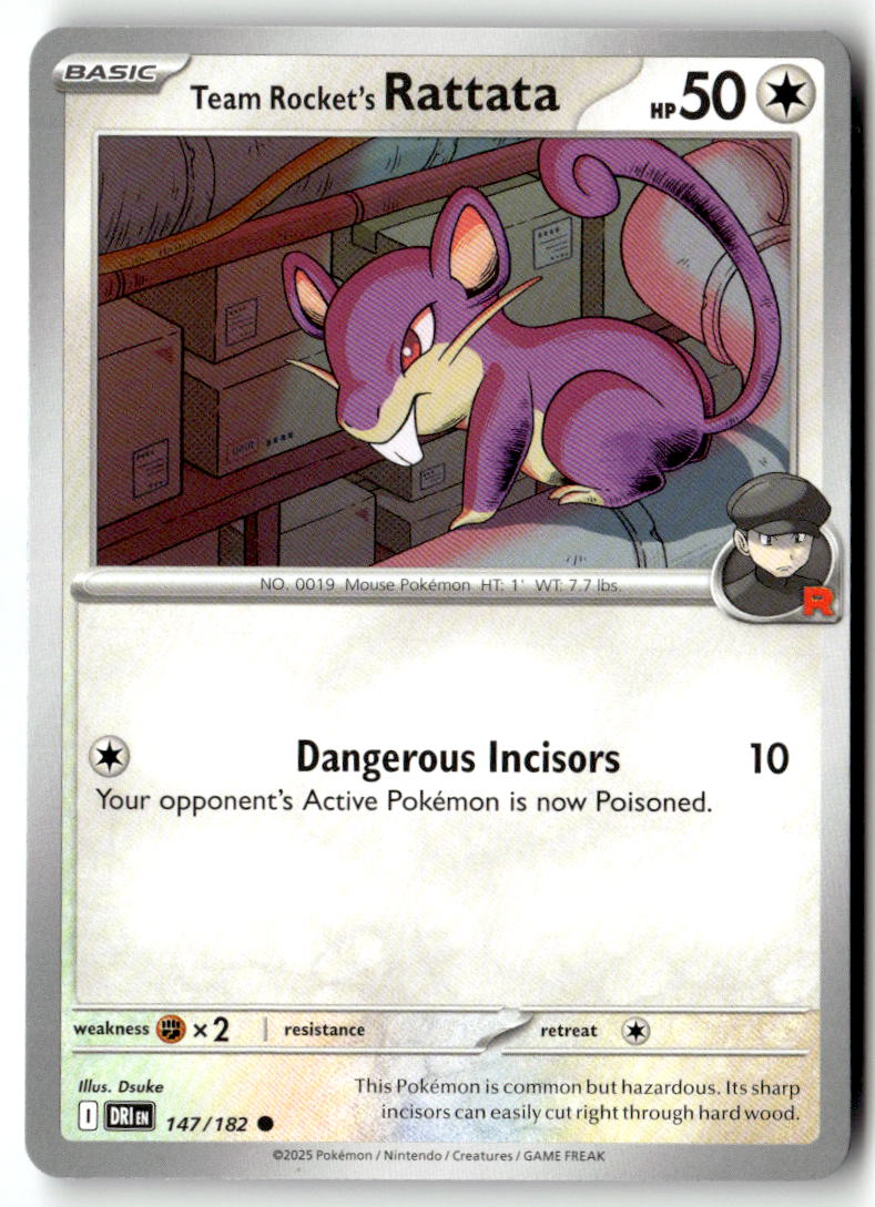 Front of Team Rocket's Rattata 147/182 from Destined Rivals