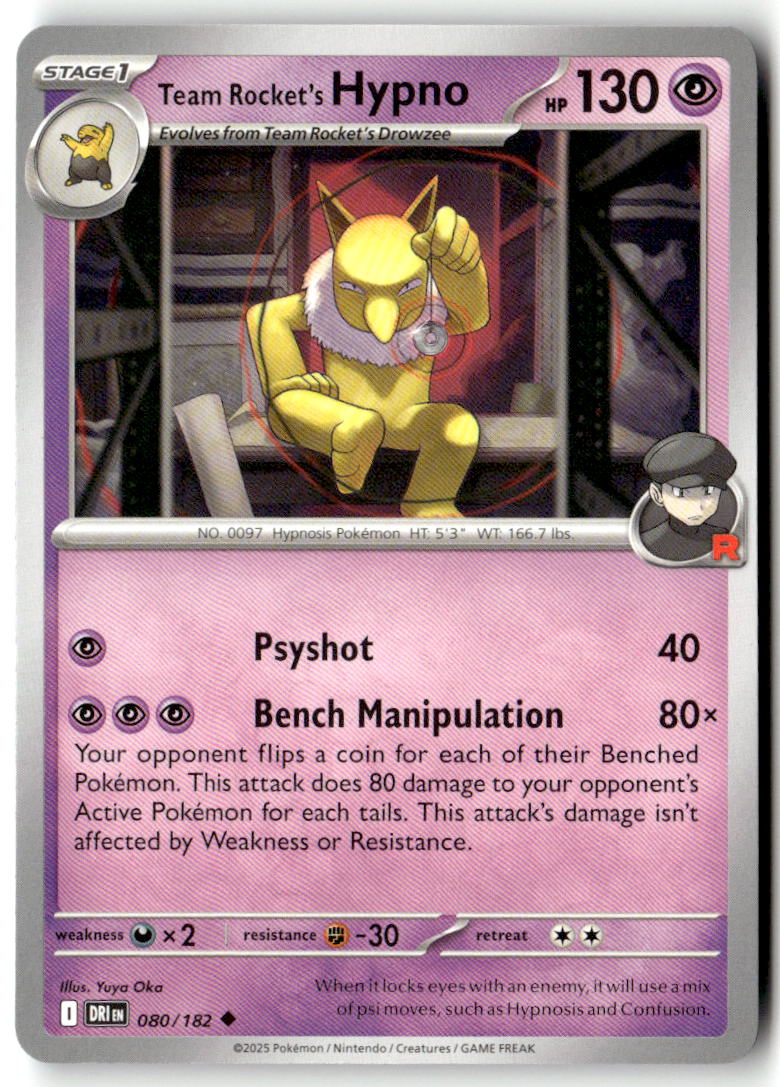 Front of Team Rocket's Hypno 080/182 from Destined Rivals