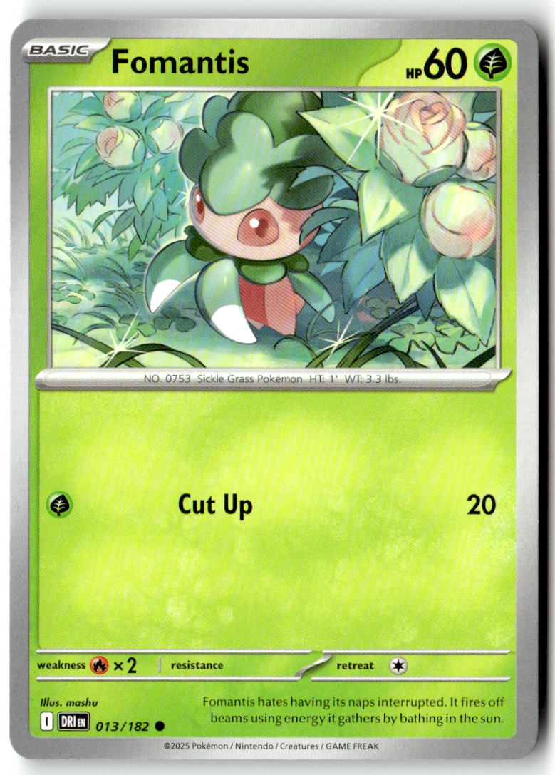 Front of Fomantis 013/182 from Destined Rivals